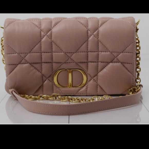 Christian Dior MINI DIOR CARO MACROCANNAGE Pink Quilted Crossbody Bag - Picture 1 of 13